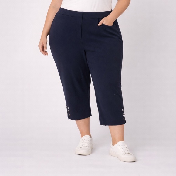 Rafaella Pants - Rafaella Navy Curvy Cropped Slacks Retail $62 Size 14 NWT